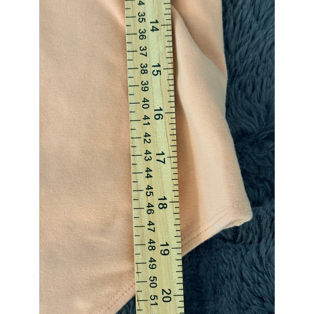 Forever 21 Bodysuit Large Peach Orange Long Sleeve V-Neck Stretch Minimalist - Picture 6 of 11